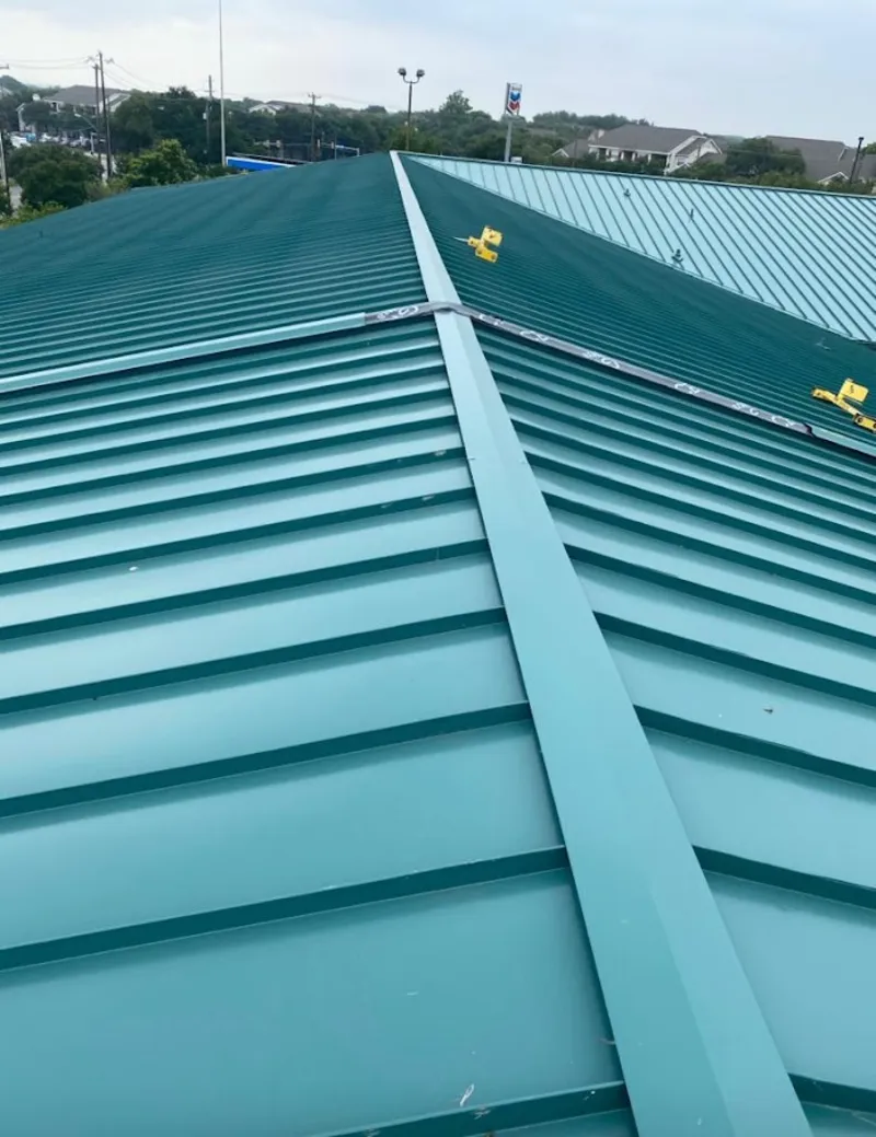 Green commercial metal roof ridge and valley for Metal Roof Repair in Pittsgrove